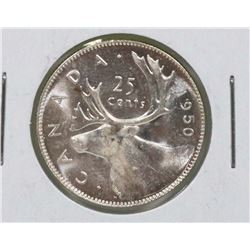 BRILLIANT UNC 1950 GVI SILVER 25 CENT COIN