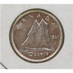 UNCIRCULATED 1947 GVI SILVER 10 CENT COIN
