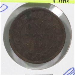 1891 LARGE LEAVES LARGE DATE 1 CENT COIN