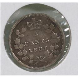 1887 QUEEN VIC SILVER 5 CENT COIN