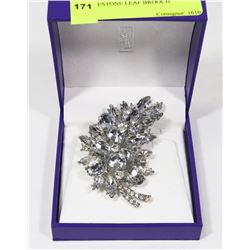 RHINESTONE LEAF BROOCH