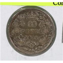 1872H QUEEN VIC SILVER 25 CENT COIN