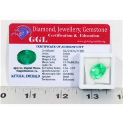 #116-NATURAL GREEN EMERALD LOOSE GEMSTONE 9.03CT