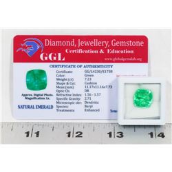 #115-NATURAL GREEN EMERALD LOOSE GEMSTONE 7.23CT