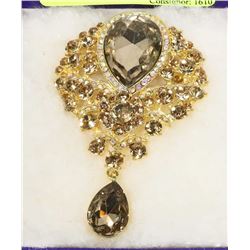 YELLOW RHINESTONE BROOCH