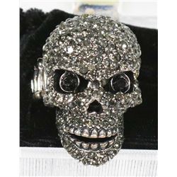 RHINESTONE SKULL RING WITH MOVEABLE MOUTH