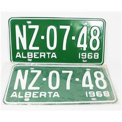 PAIR OF MATCHING LICENSE PLATE ALBERTA 1968