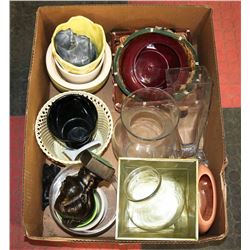 BOX OF ASSORTED HOME DECOR.
