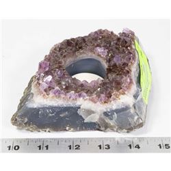 QUARTZ AMETHYST GEODE W/TEA LIGHT INSERT