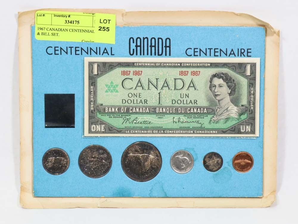 1967 CANADIAN CENTENNIAL COIN & BILL SET. Kastner Auctions