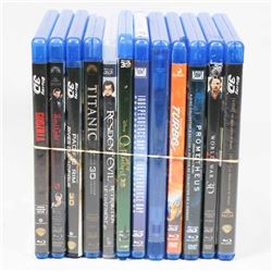 LOT OF 12 ASST BLURAY 3D MOVIES.