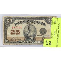 1923 CANADIAN SHINPLASTER.