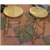 Image 1 : PAIR OF ROUND WOOD STOOLS.