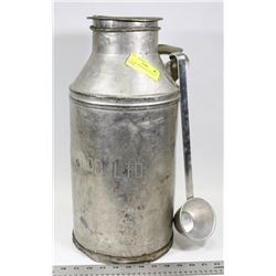 VINTAGE MILK/CREAM CAN WITH DIPPER.