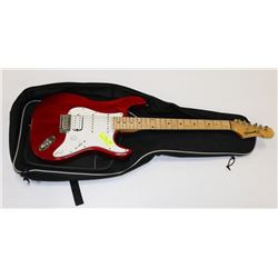 SMASH BY SWING RED ELECTRIC GUITAR WITH SOFT CASE.