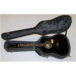 SONATA BLACK GUITAR WITH HARD CASE.