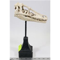 REPLICA REPTILE SKULL ON STAND, 12 INCH TALL