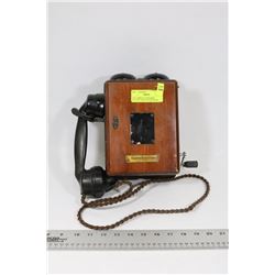 1951 COMPLETE NORTHERN ELECTRIC WOOD CRANK PHONE