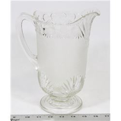 VINTAGE FROSTED GLASS WATER PITCHER