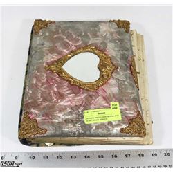 ANTIQUE PHOTO ALBUM PINK AND HEART SHAPE MIRROR
