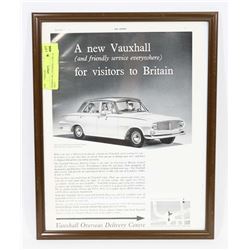 FRAMED 1961 VAUXHALL CAR  AD 10X13