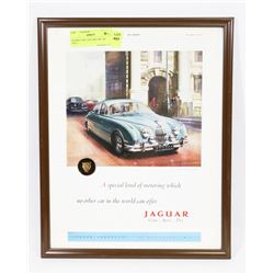 FRAMED 1961 JAGUAR CAR  AD 10X13