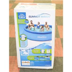 SUMMER WAVES 12FT NEW IN BOX  QUICK SET POOL