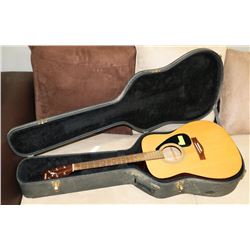 YAMAHA MODEL F330 NATURAL GUITAR WITH HARD CASE.