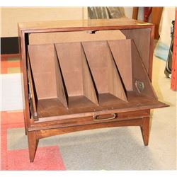 WOOD RECORD CABINET.