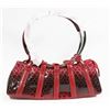 Image 1 : RED SNAKESKIN STYLE METAL RING HAND BAG