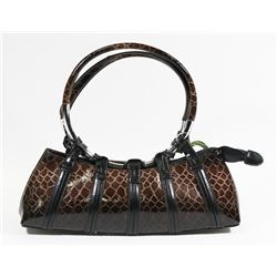 BROWN SNAKESKIN STYLE METAL RING BAG