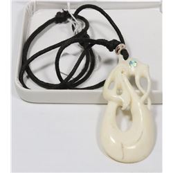 ORIENTAL  CARVED PENDANT NECKLACE