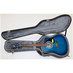 ART & LUTHERIE BLUE GUITAR WITH HARD CASE.