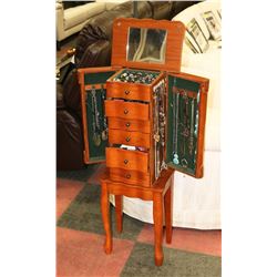 TALL STANDING JEWELLERY ARMOIRE WITH 2 SIDE CLOSET