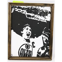 BLACK & WHITE WAYNE GRETZKY 21/99 PAINTING FRAMED