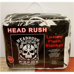 NEW! "HEADRUSH" LUXURY PLUSH BLANKET (QUEEN)