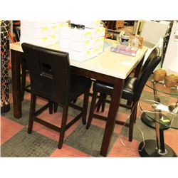 FAUX GRANITE BAR TABLE (48"X48"X36") W/ 4 CHAIRS