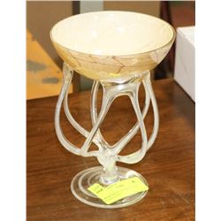 BROWN/BEIGE DECORATIVE ART GLASS CANDY