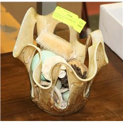 DECORATIVE BEIGE/BROWN ART GLASS WITH