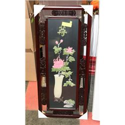 3D GLASS ORIENTAL STYLE FRAMED PICTURE 35"X 15".