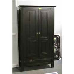DARK WOOD 2 DOOR 1 DRAWER ARMOIRE (39"X24.5"X71").