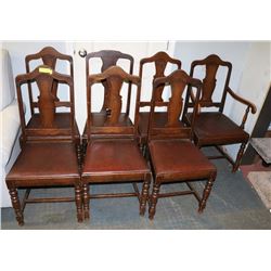 LOT OF 7 ANTIQUE CHAIRS WITH PADDED SEATS.