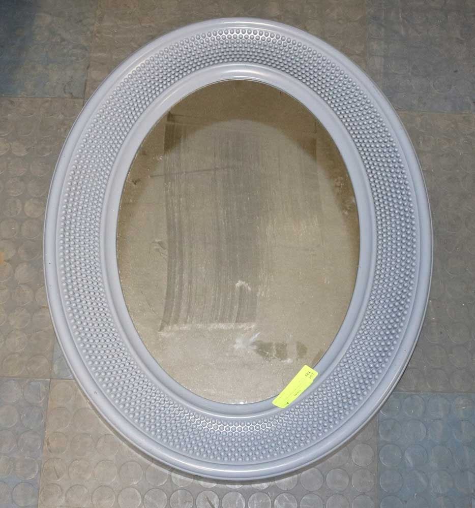 LARGE OVAL GREY HALLWAY MIRROR