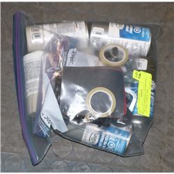 BAG OF ASSORTED TESTORS SPRAY ENAMEL, CEMENT AND