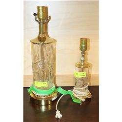 PAIR OF PINWHEEL CRYSTAL LAMPS NO SHADES.