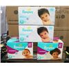 Image 1 : FOUR CASES OF ASSORTED SIZE PAMPERS.