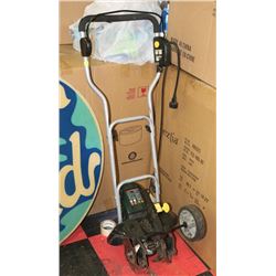 YARD WORKS ELECTRIC TILLER AS IS, MISSING ONE