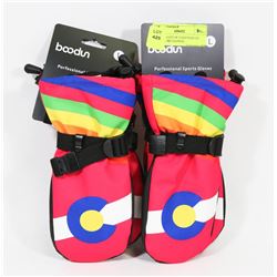 BOODUN LOT OF 2 KID/TEEN LG  WINTER SKI GLOVES,