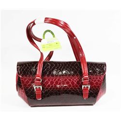 RED SNAKESKIN STYLE SHOULDER BAGS