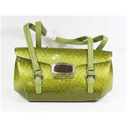 GREEN SNAKESKIN STYLE HANDBAG
